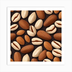 Almonds On A Black Background Art Print