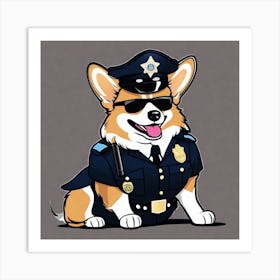 Corgi Police Officer Art Print