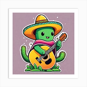 Cactus Playing Guitar 22 Art Print