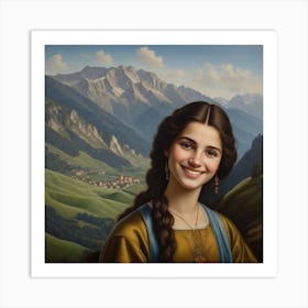 Girl In The Mountains Art Print