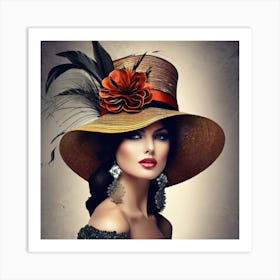 Woman In A Hat 10 Art Print