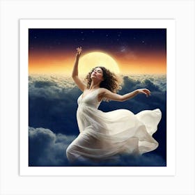 Girl In The Clouds Art Print