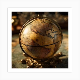 Antique Globe On A Table Art Print