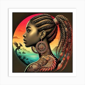 African Woman With Braids 1 Art Print