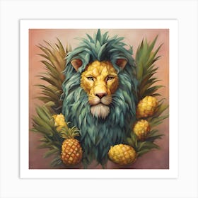 Lion With Pineapples Art Print