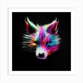 Colorful Wolf Head Póster