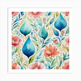 Watercolor Floral Pattern 7 Art Print