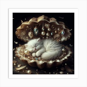 Kitty In A Shell Art Print