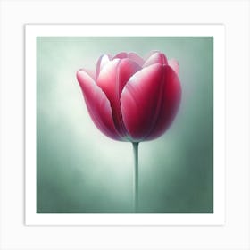 "Crimson Whisper"  This exquisite piece captures the delicate beauty of a single tulip in bloom, its crimson petals unfolding against a serene backdrop. The artful play of light and shadow highlights the flower's elegant curves, making it a perfect addition to any space seeking a touch of nature's sophistication. Ideal for collectors and enthusiasts looking to enhance their decor with floral finesse, this artwork is a testament to timeless botanical allure.  Embrace the elegance of nature with "Crimson Whisper." This artwork isn't just a visual treat; it's an investment in serenity. Let this tulip be a daily reminder of growth and grace in your life or as a statement piece that speaks to the refined taste of any art lover. Secure this piece today and bring the tranquility of nature into your home or office. Art Print