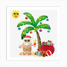 July Christmas Palm Tree Mid Year Santa Claus Beach Classic Art Print