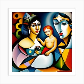 Women child care love art Art Print