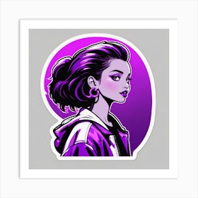 Girl With Purple Hair Art Print