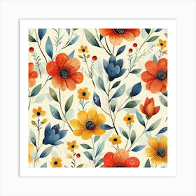 Watercolor Floral 1 Art Print