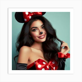 Beautiful Woman In Minnie Mouse Costume Art Print