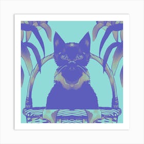 Cat Meow Pastel Blue Art Print