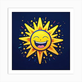 Lovely smiling sun on a blue gradient background 132 Art Print