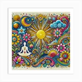 Vivid and Detailed Well-Being Illustration – Joyful Art for Mindfulness and Motivation Art Print