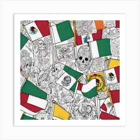 Mexican Flags Art Print