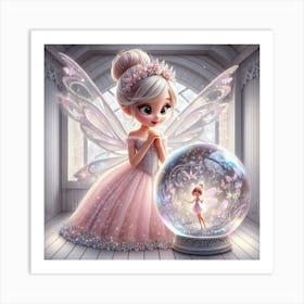 Fairy Princess & the Snow Globe 3 Art Print