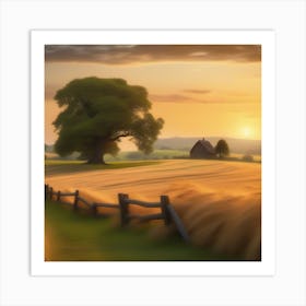 Sunset In The Field Art Print