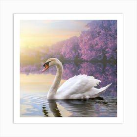 Graceful Swan Lake Print Art Art Print