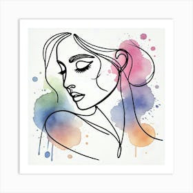 Watercolor Portrait Of A Woman 1 Art Print