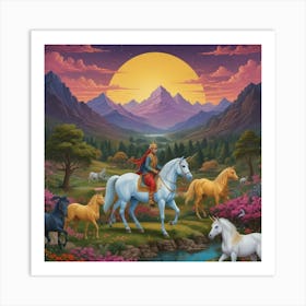 Unicorns And Horses Art Print