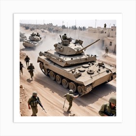 Israeli Tanks In The Desert 7 Art Print