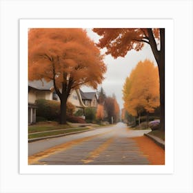 Autumn Leaves On A Street Art Print