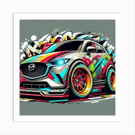 Mazda Cx-3 Vehicle Colorful Comic Graffiti Style Art Print