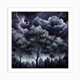 Lightning In The Trees Art Print