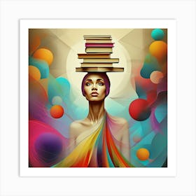 Feminine Knowledge and Balance in Surreal Art Art Print