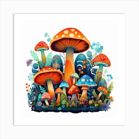 Mushrooms In The Forest 89 Art Print