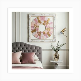 Pink And Grey Bedroom Art Print