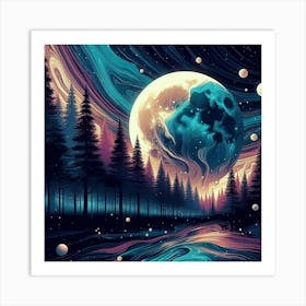 Full Moon In The Forest Art Print