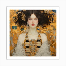 Yellow Flower Retro Woman  Art Print