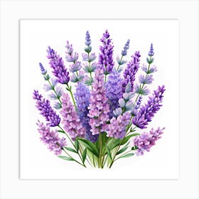 Watercolor Lavender Flowers Art Print