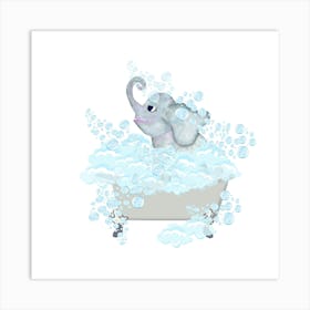 Elephant taking a bubble bath Art Print