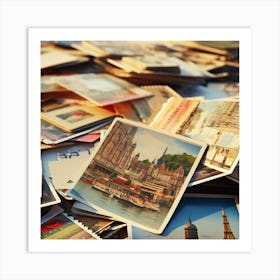 Postcards On A Table Art Print