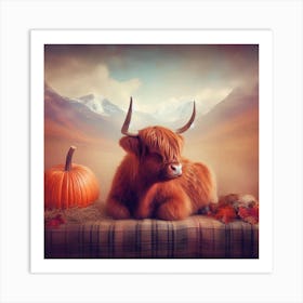 Autumn Highland Cow Art Print