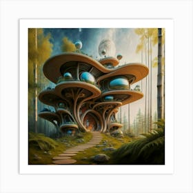 Huge colorful futuristic house design with vibrant details 13 Art Print