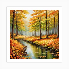 Forest In Autumn In Minimalist Style Square Composition 227 Art Print