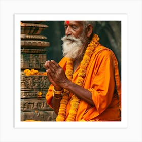 Buddhist Monk Praying 2 Art Print