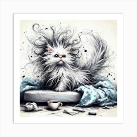 Cat With Hair Art Print