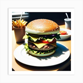 Hamburger On A Plate 28 Art Print