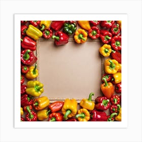 Colorful Peppers In A Frame 9 Art Print