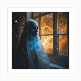 Halloween Ghost Nun Art Print