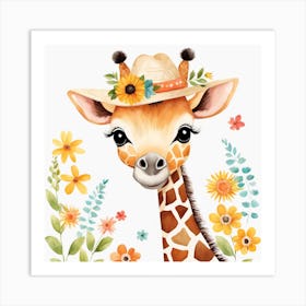 Floral Baby Giraffe Nursery Illustration (15) 1 Art Print