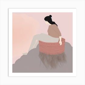 Woman Sitting On A Pot Art Print