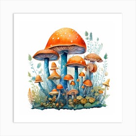 Mushrooms In The Forest 65 Art Print